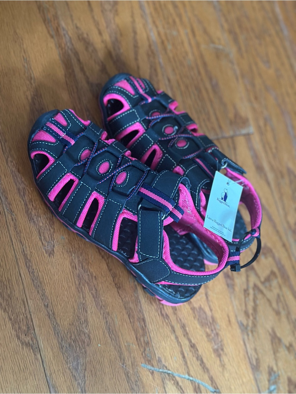 Kids Pink and Black Closed-Toe Sandals - Size 2
